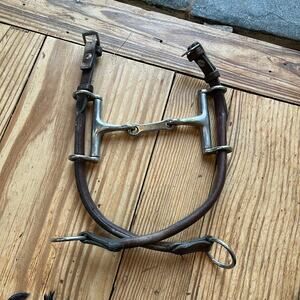 French Link Draw Gag Horse Bit 5” with Cheek Pieces